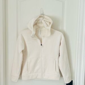 Zella Women’s XL Winter White Sherpa Lined Hoodie Athleisure Active Outdoor Cozy